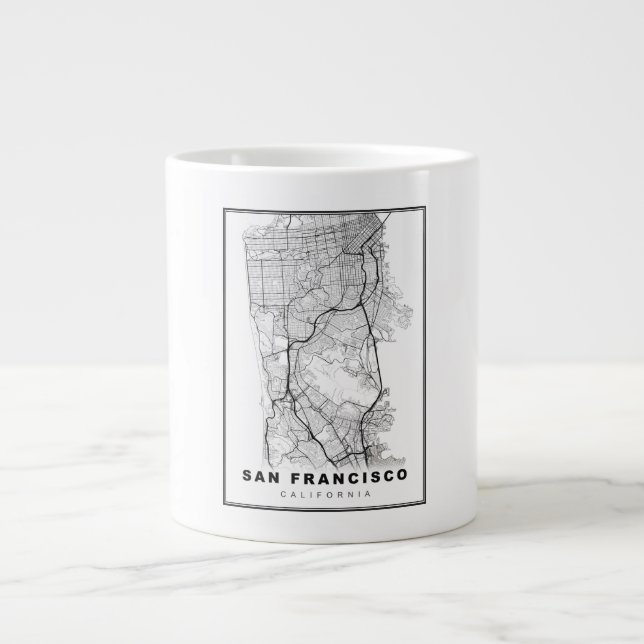 Caneca De Café Grande Mapa da Península de São Francisco (Frente)