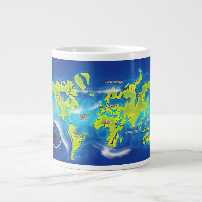 Caneca De Café Grande Mapa da Terra Inundada (Frente)