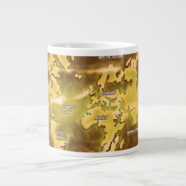 Caneca De Café Grande Mapa da Terra Inundada (Frente)