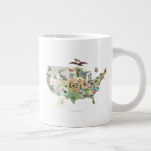 Caneca De Café Grande Mapa das Flores dos Estados Unidos - Nosso Buquê N