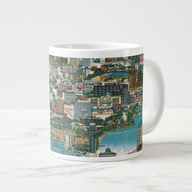 Caneca De Café Grande Mapa das quedas de Niágara (Frente Esquerda)