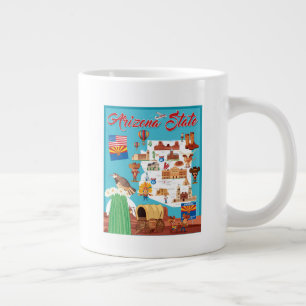 Caneca De Café Grande Mapa de Arizonas do Cartoon