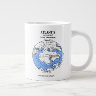 Caneca De Café Grande Mapa de Atlântida - Ambos Hemisférios - Jumbo Mug