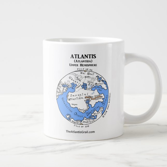 Caneca De Café Grande Mapa de Atlântida - Ambos Hemisférios - Jumbo Mug (Direita)