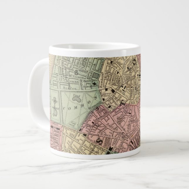 Caneca De Café Grande Mapa de Boston por Mitchell (Frente Esquerda)