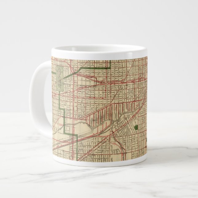 Caneca De Café Grande Mapa de Chicago de Blanchard (Frente Esquerda)