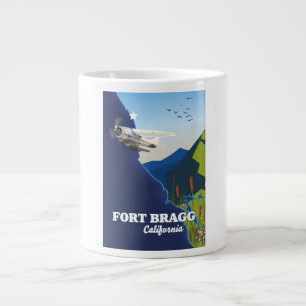 Caneca De Café Grande Mapa de Fort Bragg Califórnia