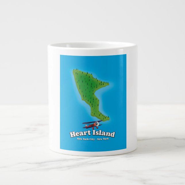 Caneca De Café Grande Mapa de Nova Iorque Hart Island (Frente)