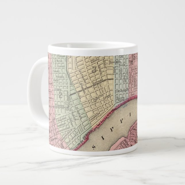 Caneca De Café Grande Mapa de Nova Orleans de Mitchell (Frente Esquerda)