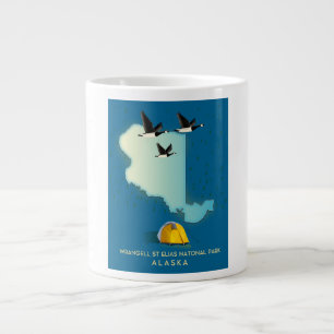 Caneca De Café Grande Mapa de ruas de Wrangell Elias Alaska