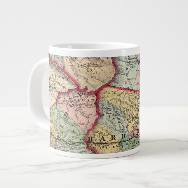 Caneca De Café Grande Mapa de Winfield, Virgínia Ocidental (Frente Esquerda)
