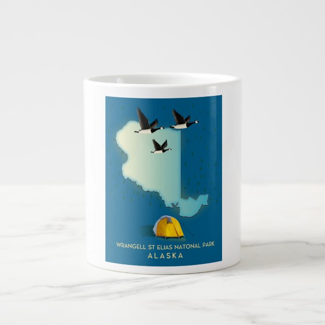 Caneca De Café Grande mapa de Wrangell St Elias Alasca (Frente)
