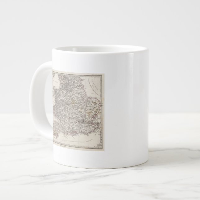 Caneca De Café Grande Mapa do Atlas da Inglaterra (Frente Esquerda)