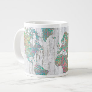 Caneca De Café Grande Mapa do Boho II