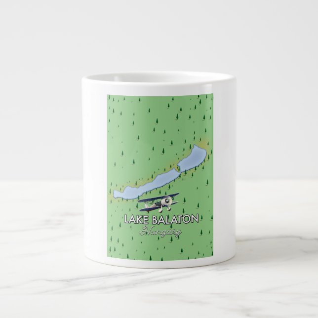 Caneca De Café Grande Mapa do Lago Balaton Hungria (Frente)