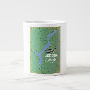Caneca De Café Grande Mapa do lago do Lago Orta Itália