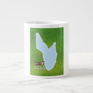 Caneca De Café Grande Mapa do lago Hubbard Norte Michigan