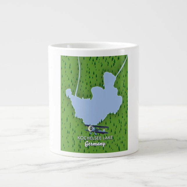 Caneca De Café Grande mapa do lago Kochelsee, Alemanha (Frente)