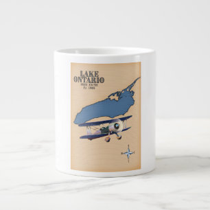 Caneca De Café Grande Mapa do Lago Ontário EUA Canadá