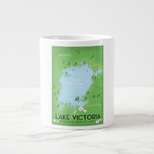Caneca De Café Grande Mapa do Lago Vitória - arte de viagem do Grande La