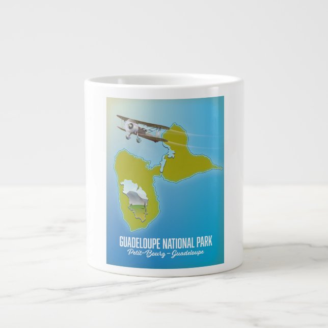 Caneca De Café Grande mapa do Parque Nacional de Guadeloupe (Frente)