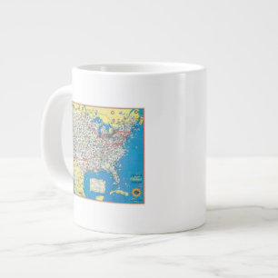 Caneca De Café Grande Mapa do sistema da American Airlines