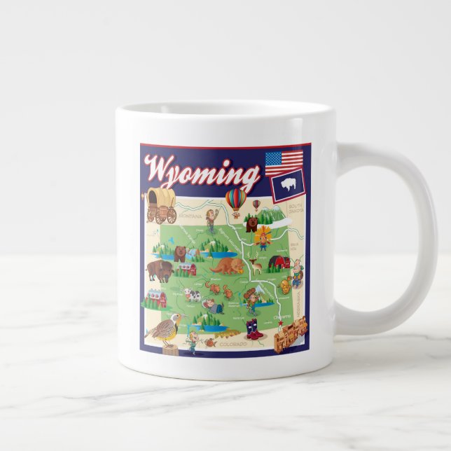 Caneca De Café Grande Mapa do Wyoming (Direita)