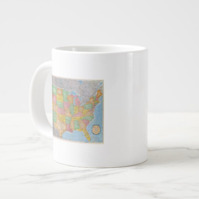 Caneca De Café Grande Mapa dos Estados Unidos 3 (Frente Esquerda)