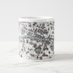 Caneca De Café Grande Mapa dos Monumentos de Paris 1878, Seine Jumbo Mug