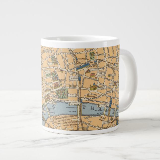Caneca De Café Grande Mapa Infantil de Londres, Inglaterra (Frente Esquerda)
