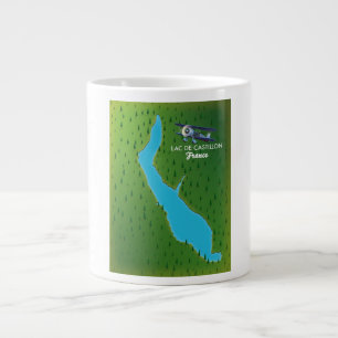 Caneca De Café Grande Mapa Lac de Castillon France