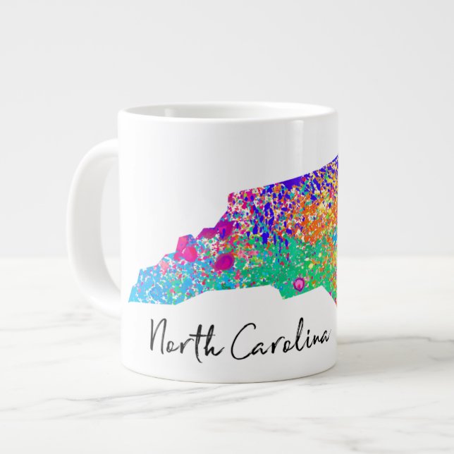 Caneca De Café Grande Mapa Moderno da Carolina do Norte (Frente Esquerda)