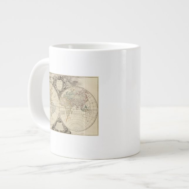 Caneca De Café Grande Mapa Mundial 8 (Frente Esquerda)