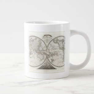 Caneca De Café Grande Mapa Mundial em 2 Hemisférios