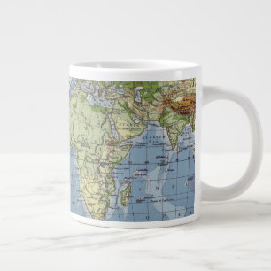 Caneca De Café Grande Mapa Mundial mostrando Alturas da Profundidade Mar
