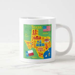 Caneca De Café Grande Mapa para crianças no Texas