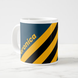 Caneca De Café Grande Maré Retro Iluminada por Lua Listras com Nome