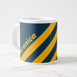 Caneca De Café Grande Maré Retro Iluminada Três Listras com Nome