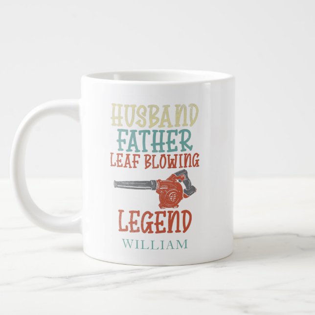 Caneca De Café Grande Marido Padre Leaf Legend Personalizado (Esquerda)