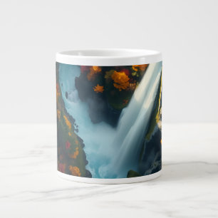 Caneca De Café Grande Marinha Moderna e Ouro - Pico de Montanha Abstrato
