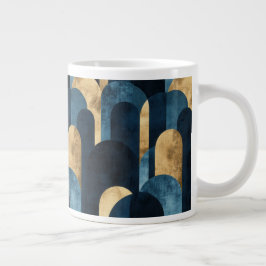 Caneca De Café Grande Marinho azul Dourado