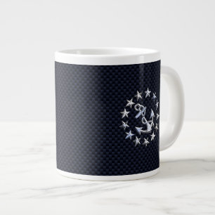 Caneca De Café Grande Marinho  Azul Fibra de Carbono Impressão