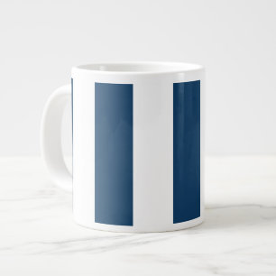Caneca De Café Grande Marinho Blue Stripes, White Stripes, Padrão Stripe