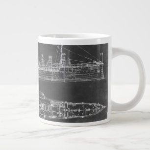 Caneca De Café Grande Marinho Cruiser Blueprint