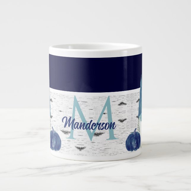 Caneca De Café Grande Marinho Dusty Blue Pumpkin Gnomos Aspen Casa Russa (Frente)