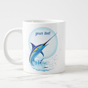 Caneca De Café Grande Marlin Azul Saltando do Oceano
