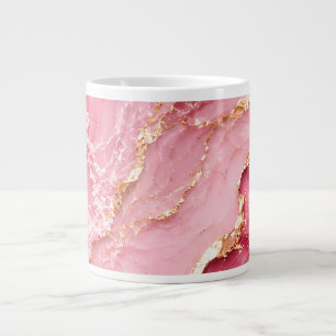 Caneca De Café Grande Mármore Rosa Oceano Luxo com Veias Douradas