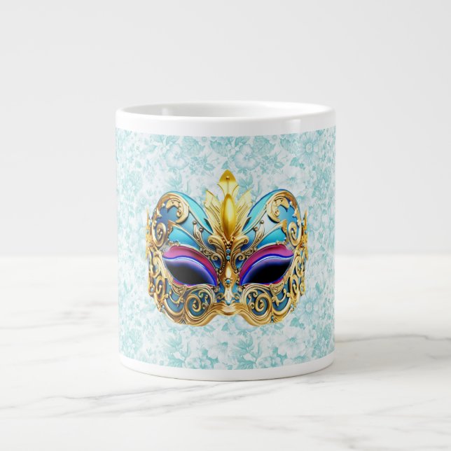 Caneca De Café Grande Máscara de mascarada com os Ouros (Frente)