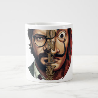 Caneca De Café Grande Máscara Dividida Money Heist
