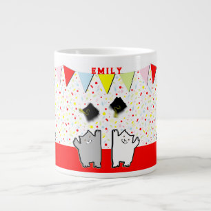 Caneca De Café Grande Mascote de Gato de Formatura